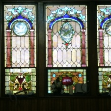 lower stain glass window at the United Methodist Church in Elkins WV