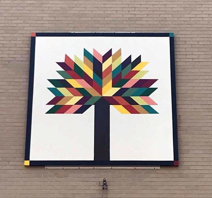 closeup of tree of life quilt block