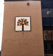 8x8 foot quilt square on second story of Citizens Bank, Elkins WV