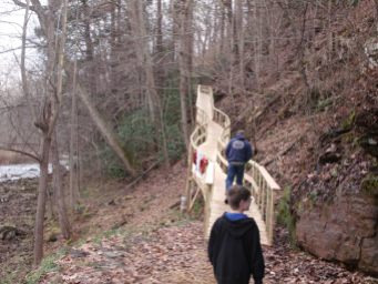 uphill grade of boardwalk not suitable for wheeled travel