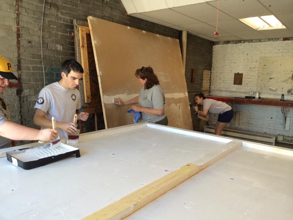 frist day of Americrops working on Heritage Quilt Block Panels